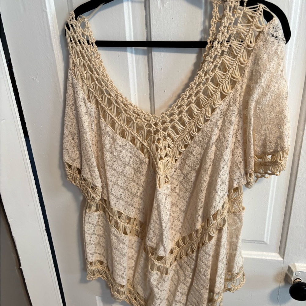Elegant Cream Lace Women's Top